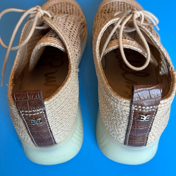 Sam Edelman Delma Tan Fabric Woven Wedge 1 1/2” Heel Sneakers - Picture 4 of 11